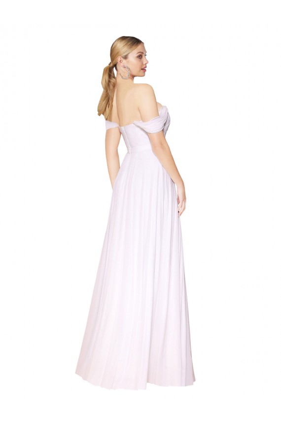 Off the Shoulder Long Full Length Chiffon Prom Dress UK Clearance