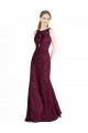 Long Lace Prom Dress with Peekaboo Bodice and Keyhole Back UK Clearance