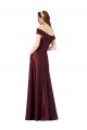 Long Off the Shoulder Satin Prom Dress with Thigh-high Slit UK Clearance