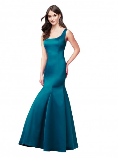 Long Sleek Satin Prom Dress with U-Back UK Clearance