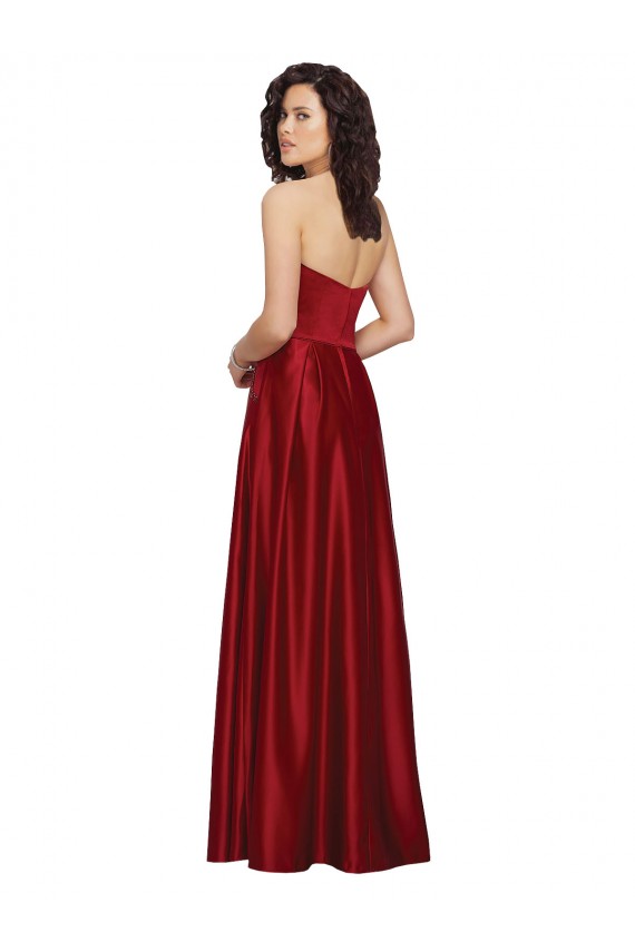 Strapless Satin Prom Dress with Beaded Pocket and Soft Pleating UK Clearance