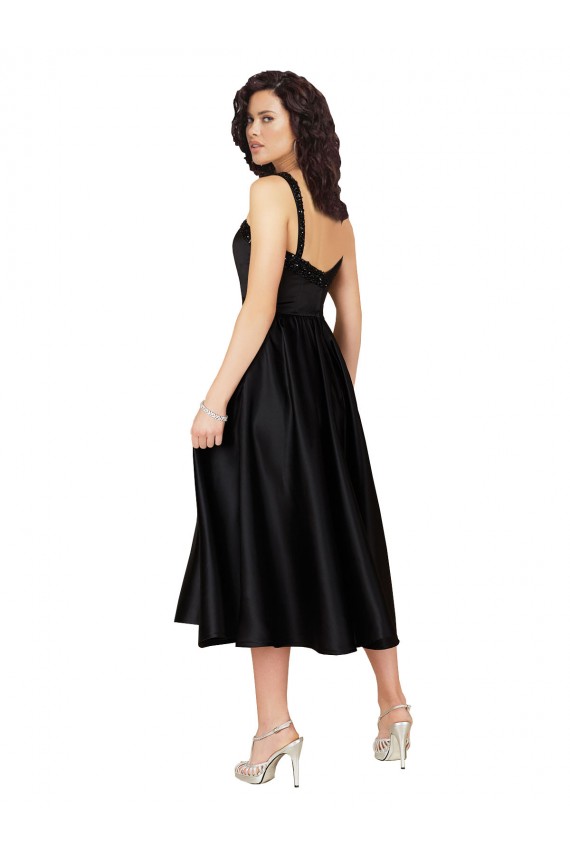 Short Square Neck Satin Cocktail Prom Dress / Homecoming Dress with Beading UK Clearance