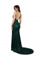 Fishtail Shaped V-Neck Open Back Long Sequin Prom Dress UK Clearance