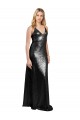 Full Length A-Line Sequin Prom Dress with Spaghetti Straps V-Neckline UK Clearance