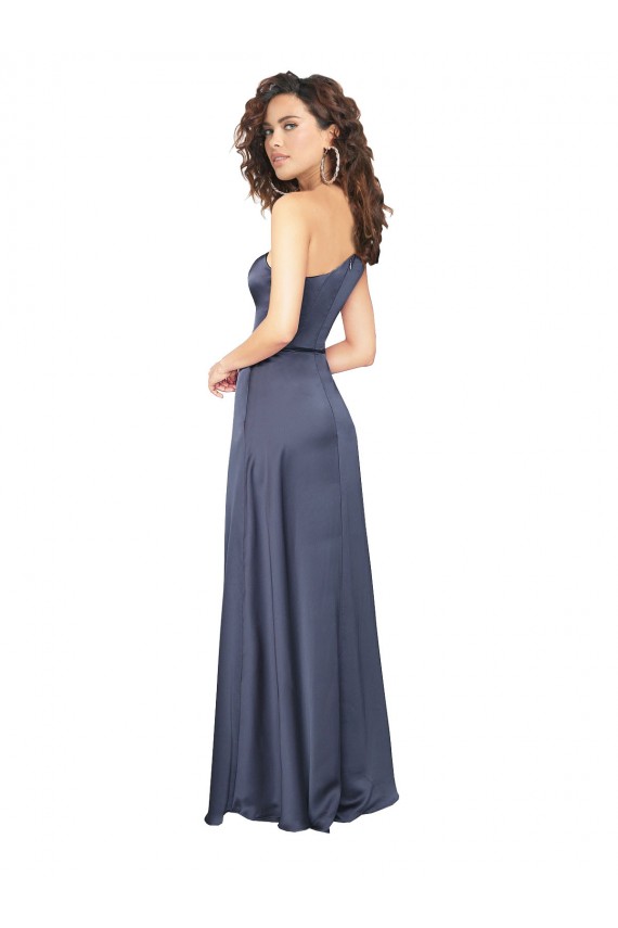 Draped Silky Satin Prom Dress with Tied Waist UK Clearance
