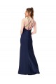 High Neck Satin Prom Dress with Strappy Back UK Clearance