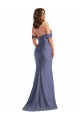 Off the Shoulder Corset Silky Satin Mermaid Prom Dress with Side Slit UK Clearance