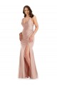 Deep V-Neck Silky Satin Mermaid Prom Dress with Side Slit UK Clearance