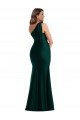 Cascading Bow One Shoulder Silky Satin Mermaid Prom Dress with Front Slit UK Clearance