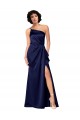 One Shoulder Silky Satin Prom Dress with Skirt Slit UK Clearance