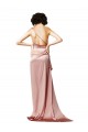 Low Back One Shoulder Full Length Silky Satin Prom Dress UK Clearance