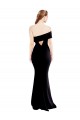 Asymmetrical Draped Off the Shoulder Banded Crepe Prom Dress UK Clearance