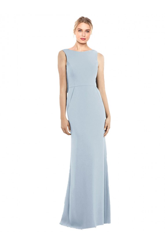 Draped Backless Crepe Prom Dress with Pockets UK Clearance