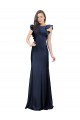 Sleeveless Crepe Prom Dress with Cascading Ruffle and Keyhole Back UK Clearance