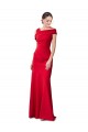 Sleeveless Ruched Crepe Mermaid Prom Dress with Off The Shoulder Detail UK Clearance