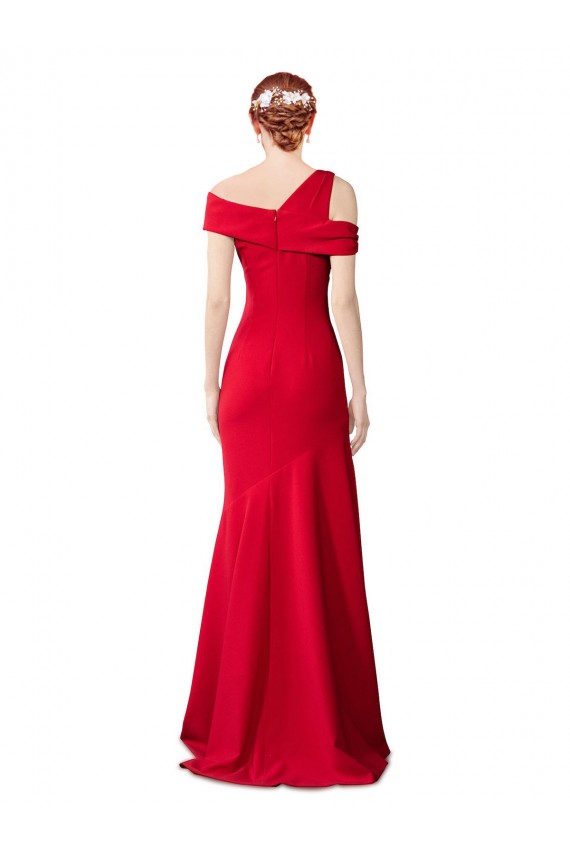 Sleeveless Ruched Crepe Mermaid Prom Dress with Off The Shoulder Detail UK Clearance