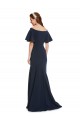 Off the Shoulder Crepe Prom Dress with Short Ruffle Sleeves. UK Clearance