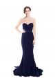 Strapless Sweetheart Neckline Crepe Prom Dress with Satin Waistband UK Clearance
