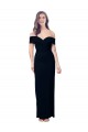 Off the Shoulder Long Full Length Crepe Prom Dress with Side Split UK Clearance