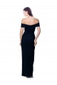 Off the Shoulder Long Full Length Crepe Prom Dress with Side Split UK Clearance