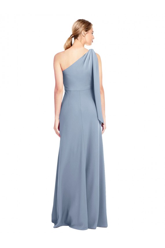 Draped Flutter Sleeves One Shoulder Stretch Crepe Prom Dress UK Clearance