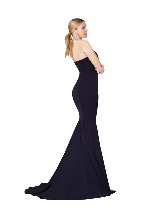 Sweetheart High Neck Sweep Train Sleeveless Crepe Prom Dress UK Clearance
