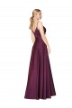 High Neck Spaghetti Straps Long V-Back Crepe Prom Dress UK Clearance