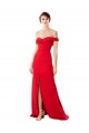 Off the Shoulder Chapel Train Crepe Prom Dress with Thigh-High slit UK Clearance