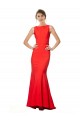 High Neck Maxi Crepe Bridesmiad Dress with Exaggerated Back Ruffle UK Clearance