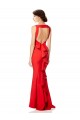 High Neck Maxi Crepe Bridesmiad Dress with Exaggerated Back Ruffle UK Clearance