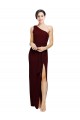 One Shoulder Sheath Crepe Prom Dress with High Side Split UK Clearance