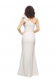 One Shoulder Long Full Length Crepe Prom Dress with Ruffles and Side Split UK Clearance