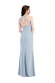 Open Back Halter Maxi Crepe Prom Dress with Draped Bow UK Clearance