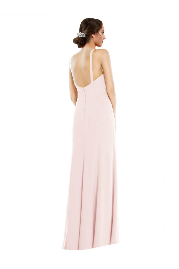 Criss Cross Halter Princess Line Trumpet Crepe Prom Dress UK Clearance