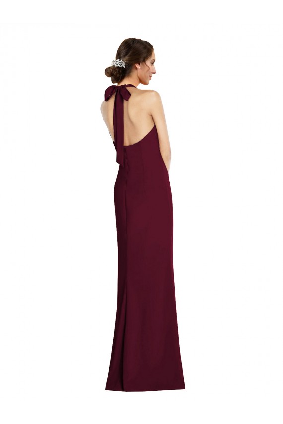 Tie Halter Open Back Trumpet Prom Dress UK Clearance
