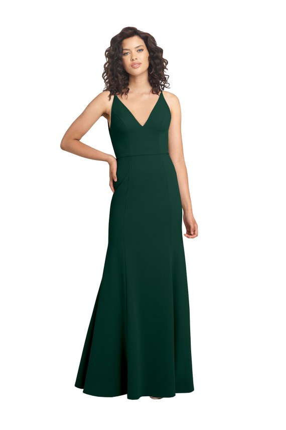 Form Fitting Stretch Crepe A-Line Prom Dress UK Clearance