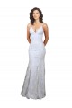 V-Neckline Backless Floral Patterned Sequin Formal Prom Dress UK Clearance