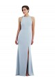 Cutout Open Back Halter Maxi Crepe Prom Dress with Scarf Tie UK Clearance