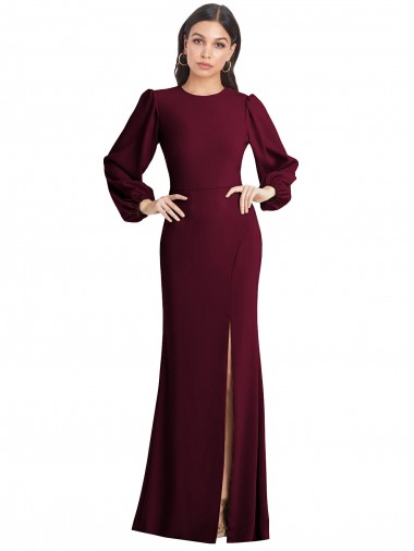 Puff Sleeves Long Maxi Briddesmaid Dress with Cutout Tie Back UK Clearance