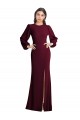 Puff Sleeves Long Maxi Briddesmaid Dress with Cutout Tie Back UK Clearance