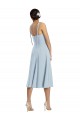 Midi Cocktail Length Bustier Crepe Prom Dress with Back Bow Straps UK Clearance