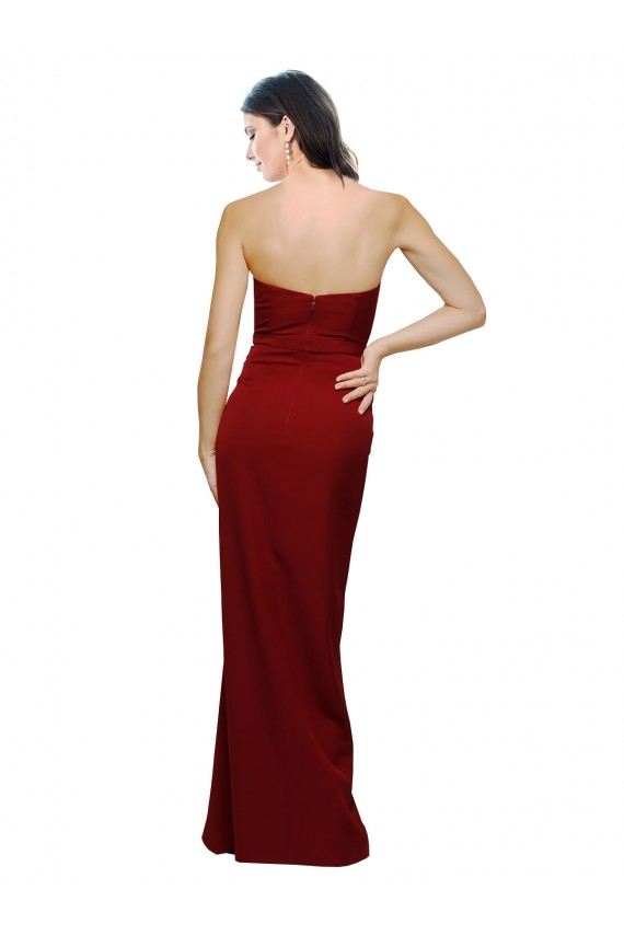 Straight Pencil Skirt Long Sweetheart Crepe Prom Dress with High Side Split UK Clearance