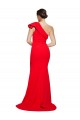 One Shoulder Long Sweep Train Crepe Prom Dress with Thigh High Split UK Clearance