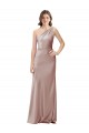 One Shoulder Black-Tie Floor Length Long Stretch Satin Prom Dress UK Clearance