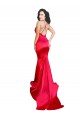 Mermaid Open Back Long Stretch Satin Prom Dress with High Slit UK Clearance
