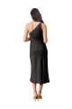 Sleek One Shoulder Midi Length Short Stretch Satin Slip Cocktail Prom Dress / Homecoming Dress UK Clearance
