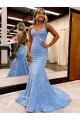 Criss Cross Open Back V-Neck Sleeveless Long Velvet Sequin Prom Dress UK Clearance