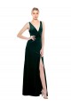 Sleek V-Neck Long Velvet Prom Dress with Side Slit UK Clearance
