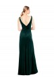 Sleek V-Neck Long Velvet Prom Dress with Side Slit UK Clearance