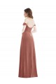 Off the Shoulder Flounce Sleeve Velvet Maxi Prom Dress & Pockets UK Clearance